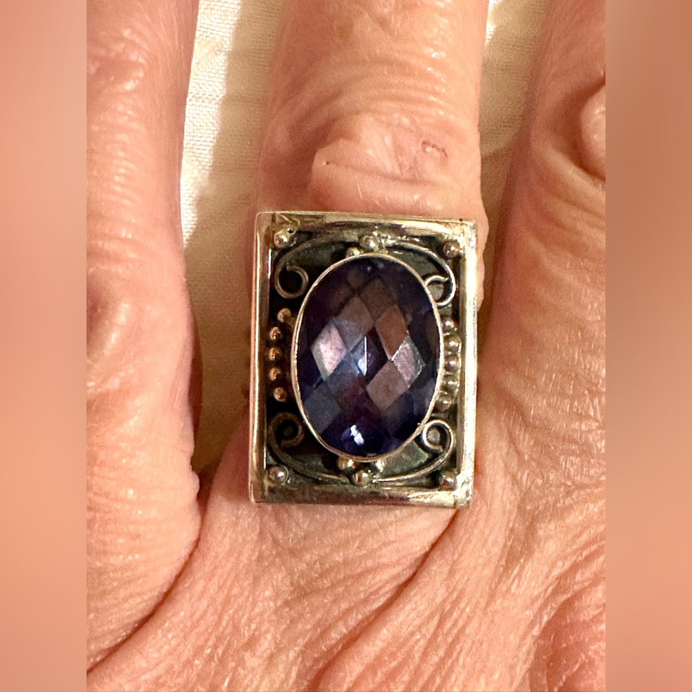 Nicki Butler Sterling Silver & Amethyst Ring Sz 6‎